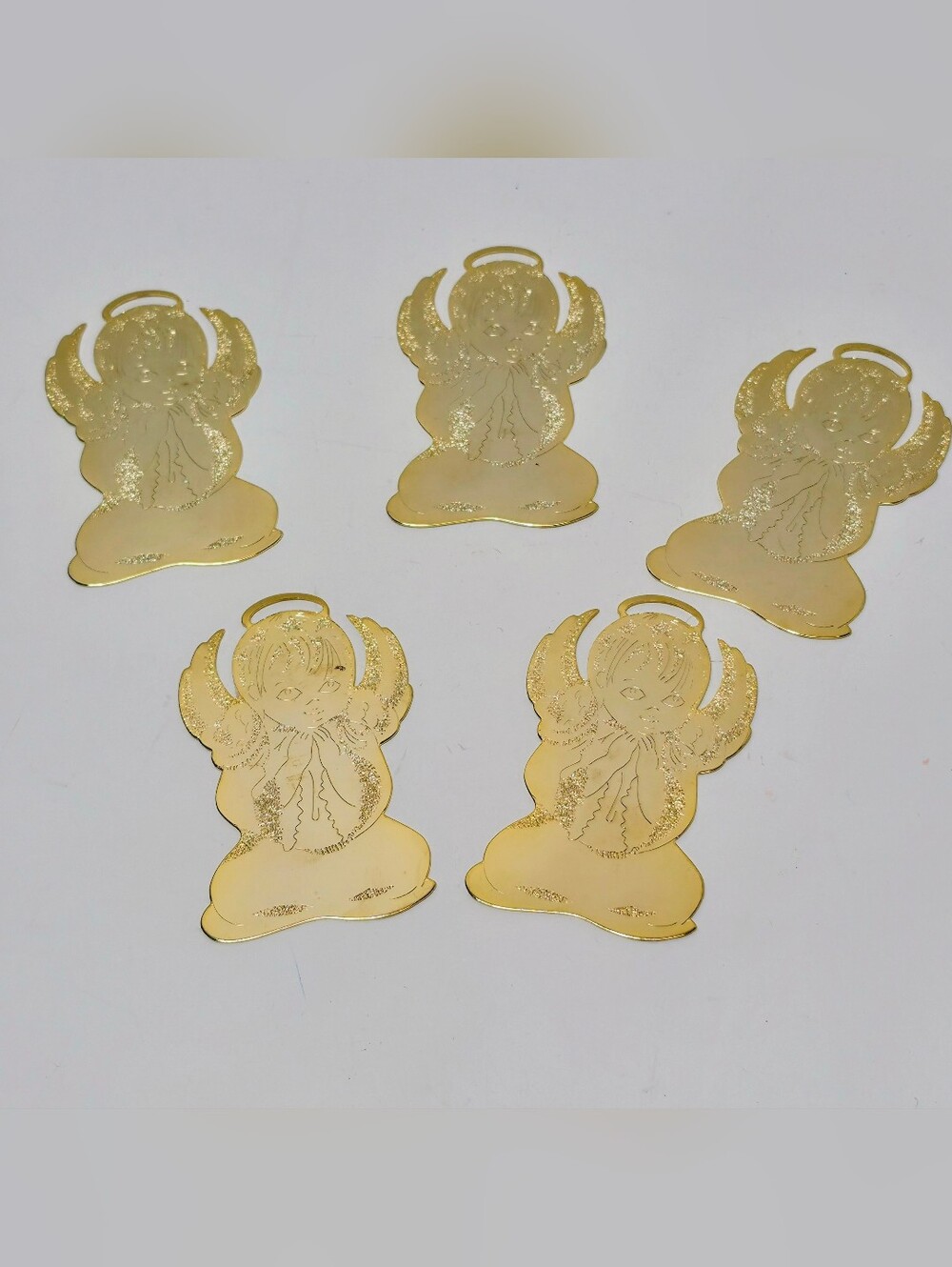 VTG Gold tone/Brass Angel Christamas Ornaments bundle of 5
